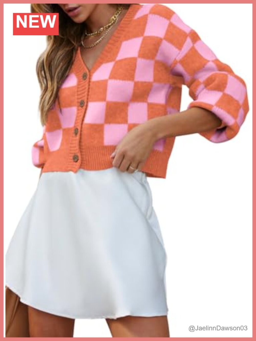 Soft Cable Knit Plaid Cropped Cardigan Long Sleeve Button Down Sweater